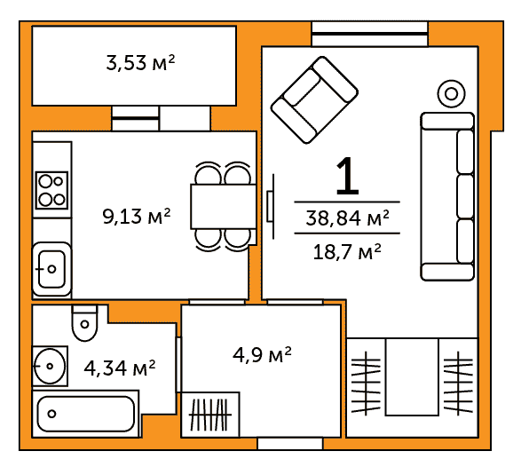 План однокомнатной квартиры